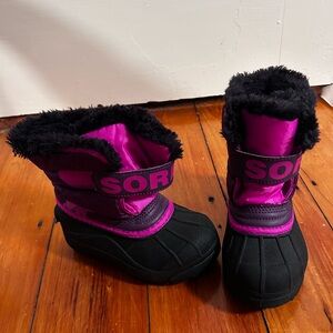 Sorel Kids' Black and Pink Furry Boots
